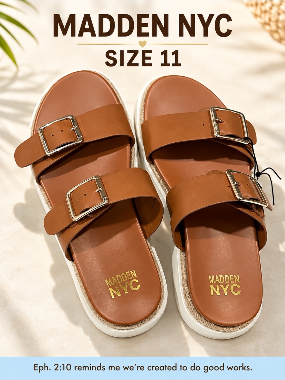 Madden NYC Double-Buckle Platform Sandals Size 11